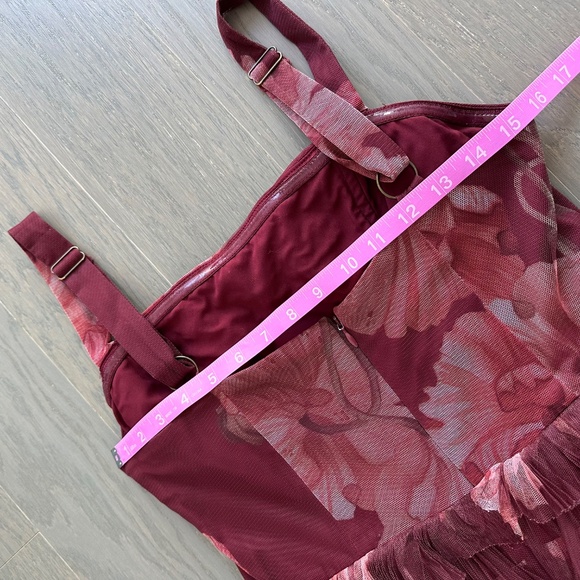 Hutch Burgundy Floral Tiered Maxi Dress, hemmed to midi length - Picture 8 of 12